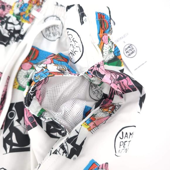 Swiminista x JPH Art Toss Print Swim Trunks Mid-Length Board Shorts Size M NWT​ - Picture 6 of 16